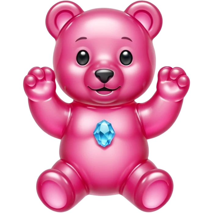 Pink Gummybear with crystal type structure for skin holding a crystal emoji