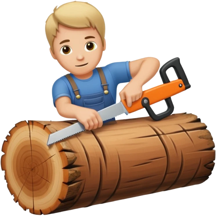 человек пилит бревно пилой emoji