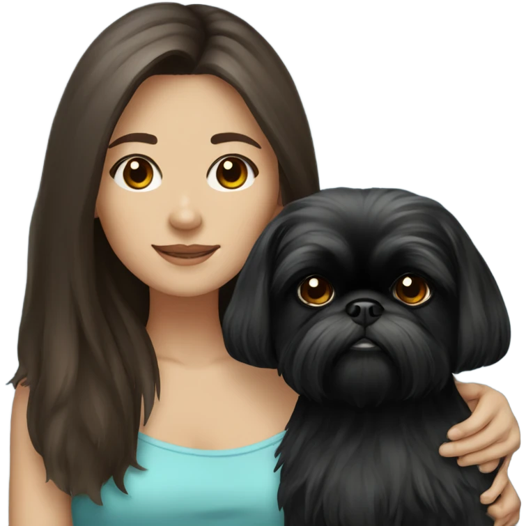 brunette girl and black shih tzu emoji
