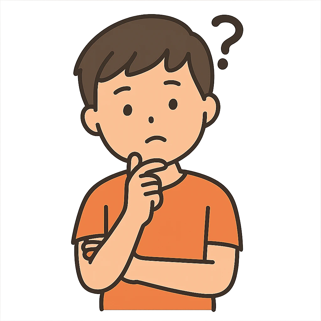 a simple 2d illustration of a boy thinking emoji