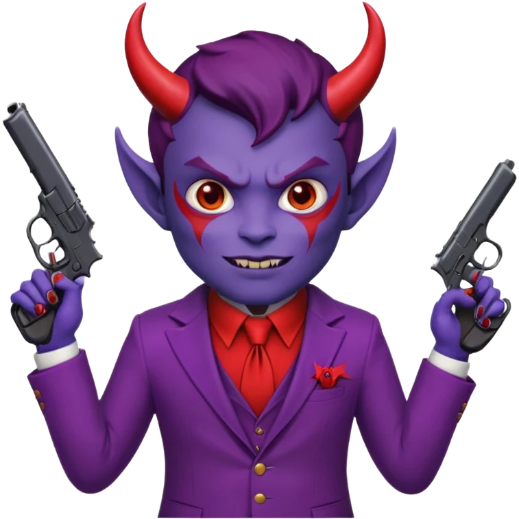 Cara redonda Diablo morado garrando dos pistolas  emoji