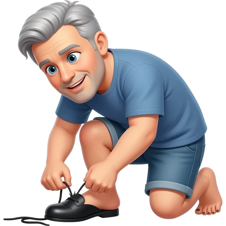 Gray man with black toenails Feet ripping throw shoes emoji