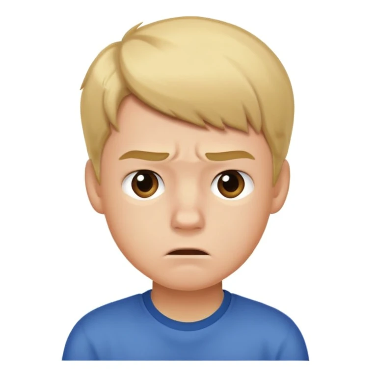 school student boy, light hair, irritated and showing dislike, saying something emoji