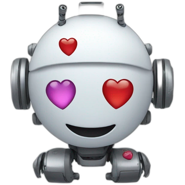 smiling robot with hearts around emoji