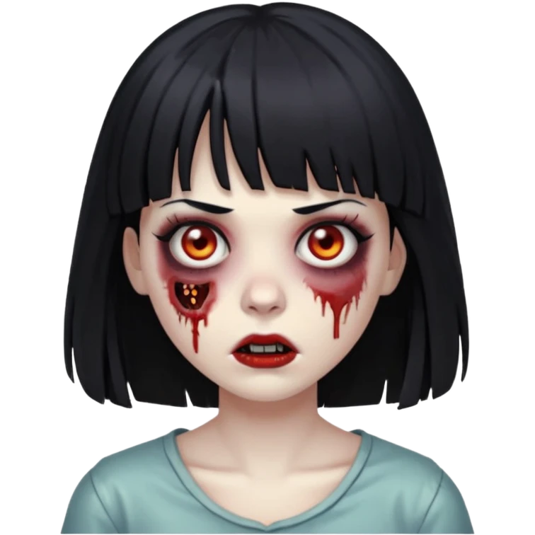 zombie feminina com cabelo preto e franja emoji