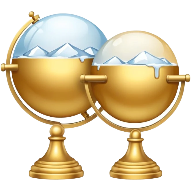 Gold ice globes with a white handles that are over lapping each other emoji
