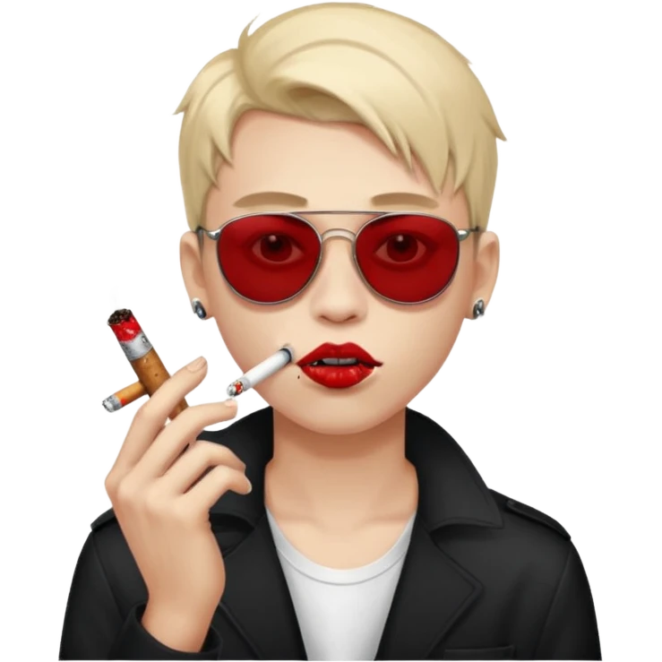 boy high fashion model with piercing sunglasses blood smoking cigarette emoji