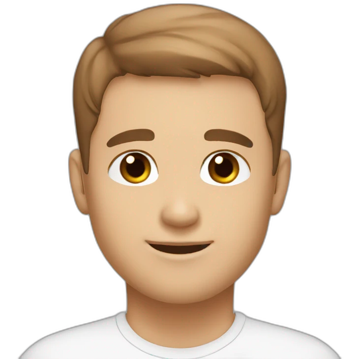 cute white man round face with brown fade haircut brown eyes emoji