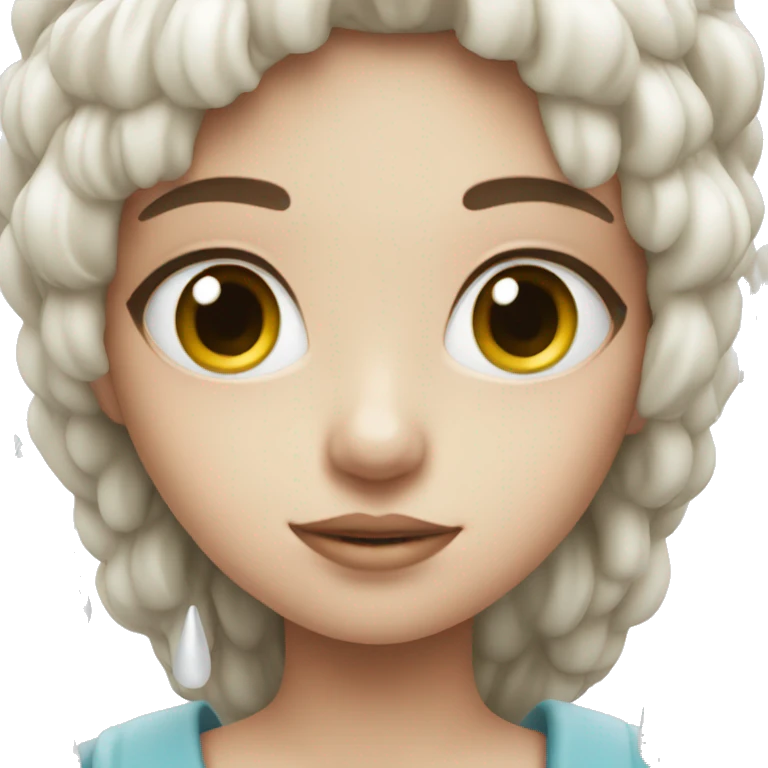 girl next to white drops emoji