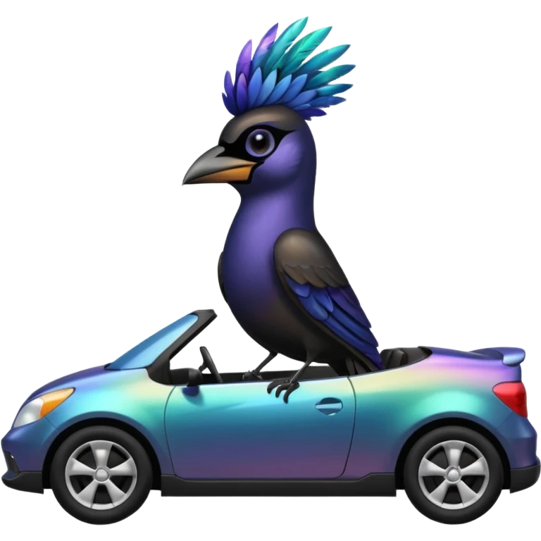 Grackle driving a car emoji