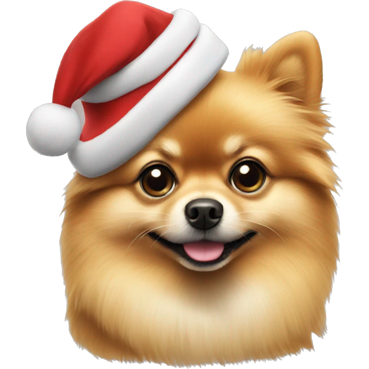 Pomeranian wearing a Christmas cap  emoji