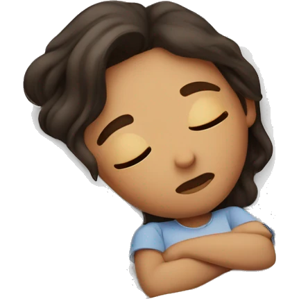 Sleepy girl, brunet on the bed emoji