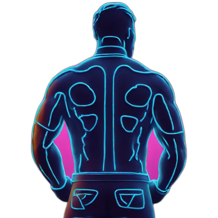 Juicy booty neon sign style man emoji