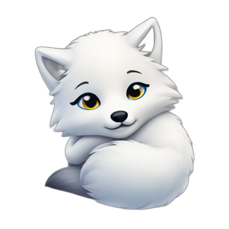 Cute Arctic fox hugging  emoji