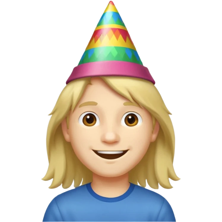 party hatted boy with long hair emoji