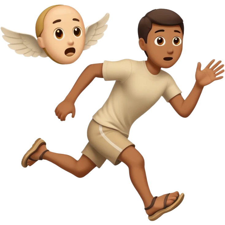 Running away from flying sandal emoji
