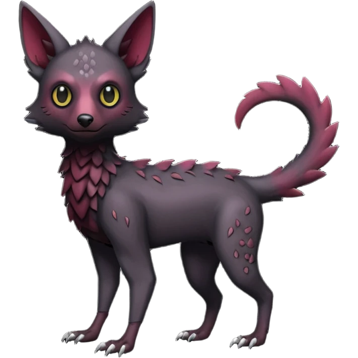 black Trico-hybrid-creature dark burgundy (full body) emoji