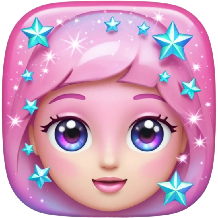 The glittering flashes of sparkles of pink color emoji