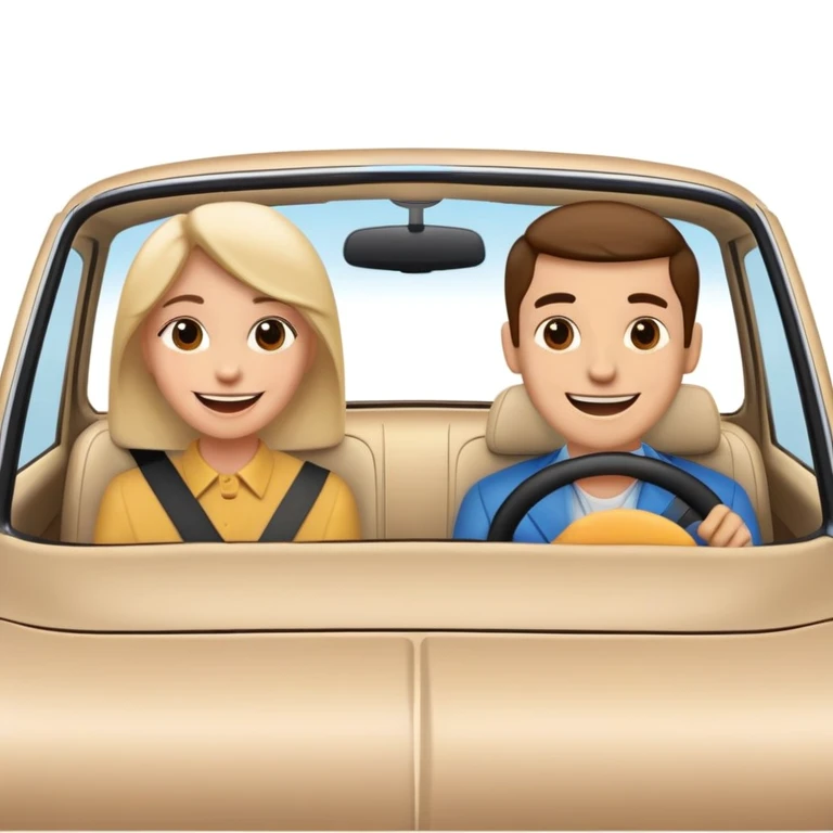 the front of a car with 2 persons inside in the front seat emoji