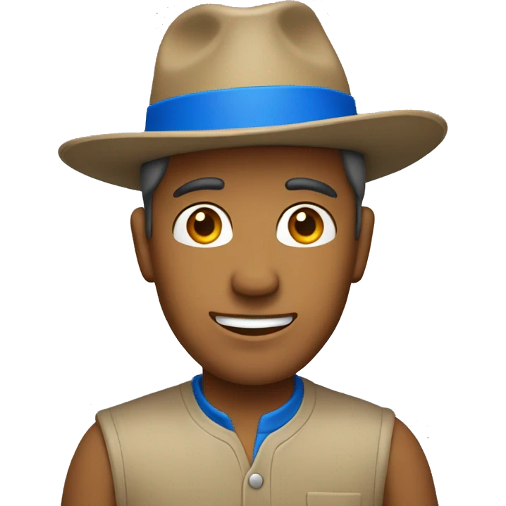 Tan man wearing blue hat emoji