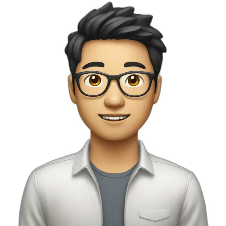 asian teen computer science major intern as software engineer in a cool tech startup emoji