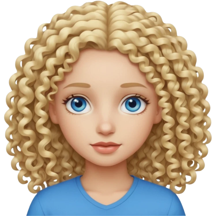 Cool blond curly girl blue eyes. Cooler color blond hair. Longer hair emoji
