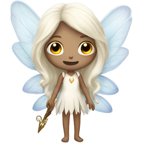 White skin fairy with long bond hair ,wings and a wand  emoji