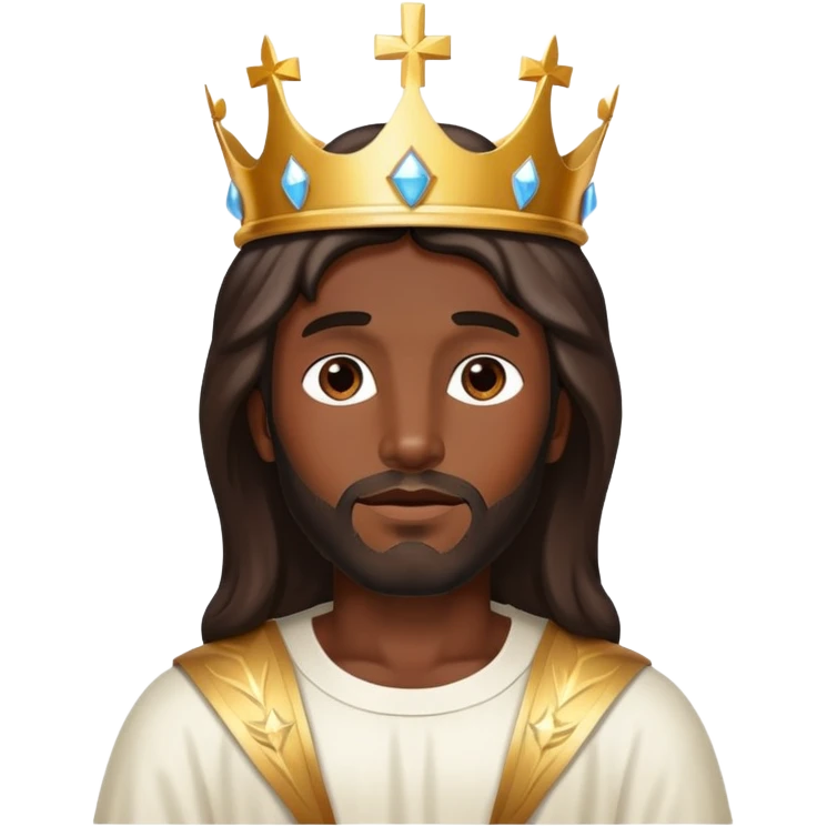 Dark skin christ Jesus with shiny heavenly crown emoji