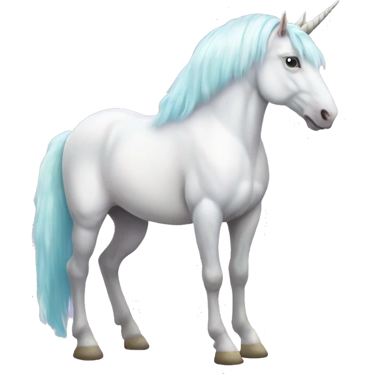 Fullbody four-legged White unicorn with pastel color mane  emoji