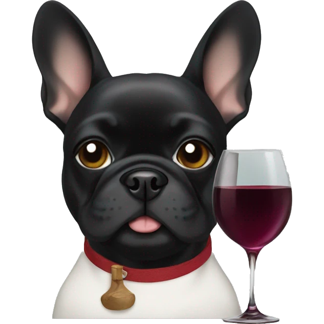 Black Frenchie with wine glass emoji