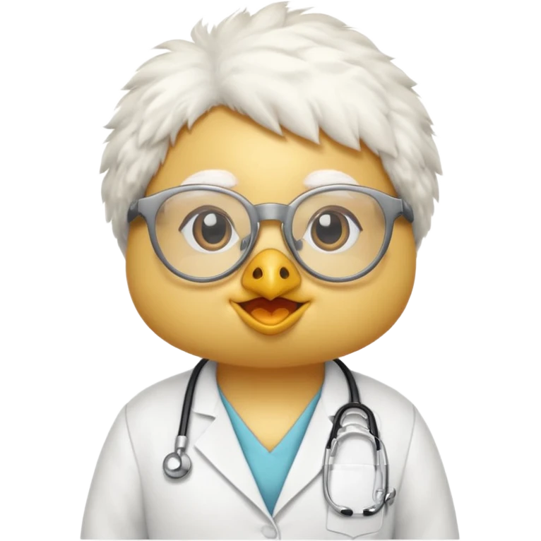 chick animal with glasses, wearing doctor uniform emoji