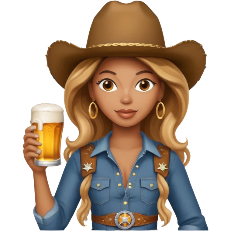 beyonce with cowboy hat on & beer in hand  emoji