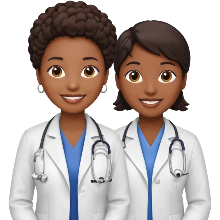 black female doctor and white technician emoji