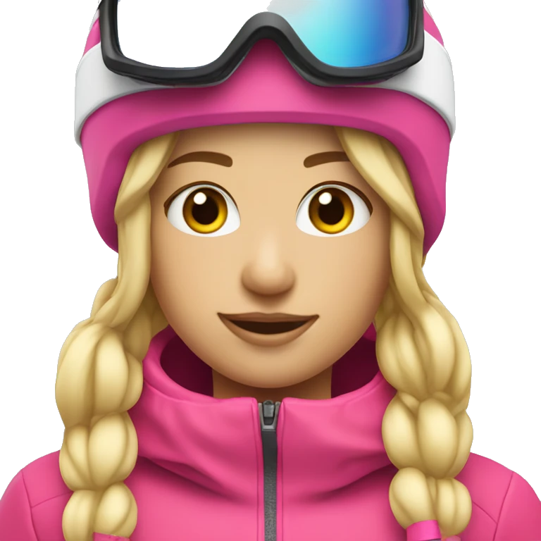 Skier girl with blonde hair and pink gear  emoji