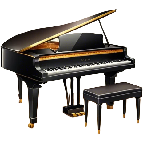 Icon for 50s American Musical Theater: a retro stage with a grand piano, vintage musical notes, neon lights, theatrical curtains, and a microphone. The design should evoke the vibrant, classic atmosphere of a 1950s musical. Transparent background. emoji