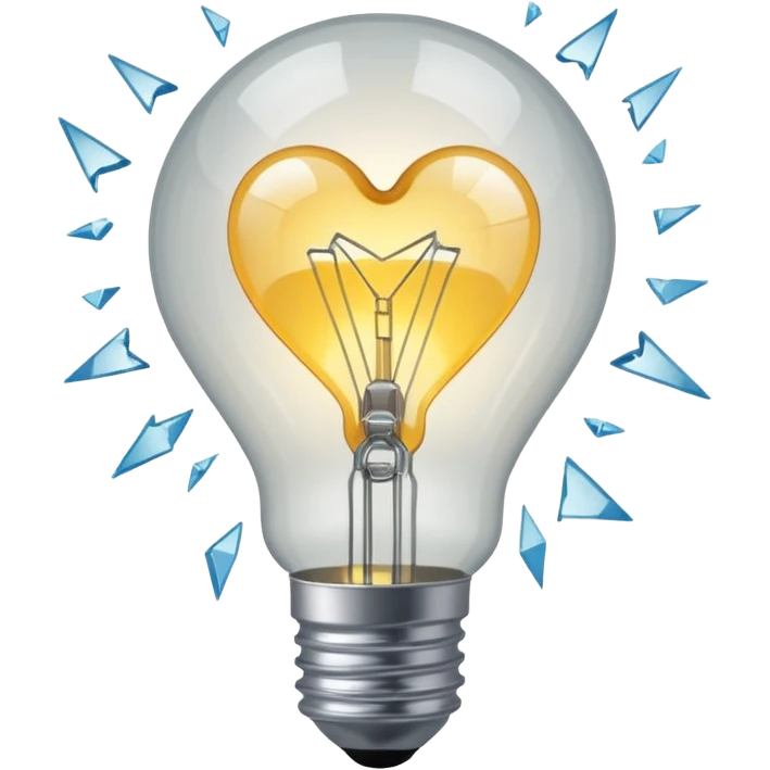 A light bulb broken in half is like a broken heart emoji