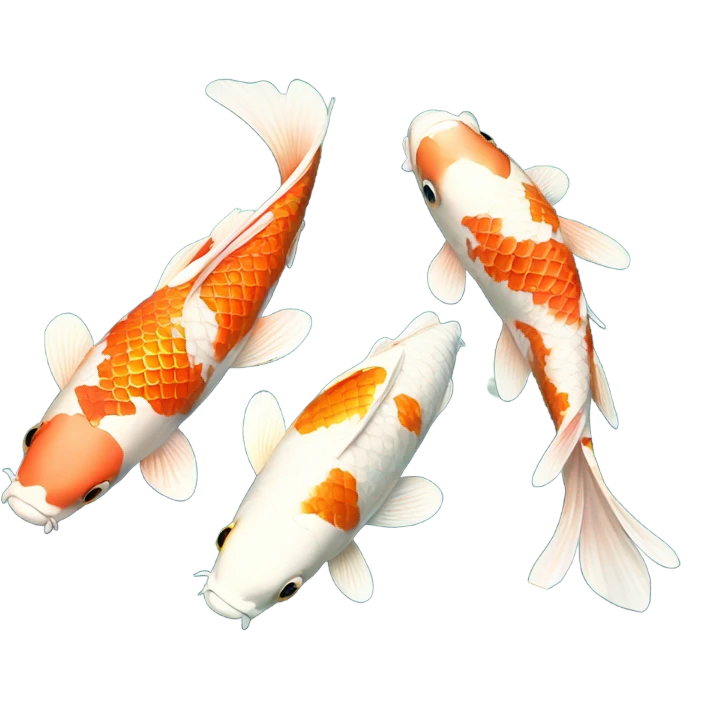 pond of three carpe koi with water and lotus emoji