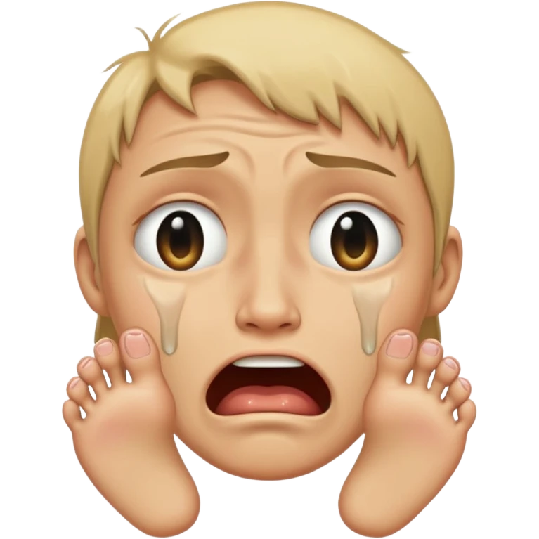 crying face with feet in the background emoji