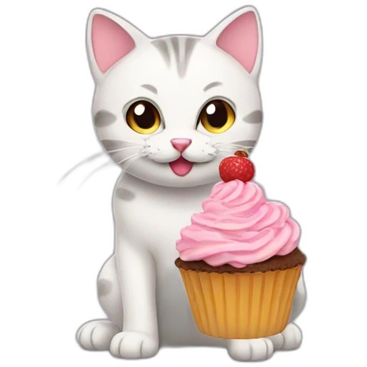 Cat eating cupcake emoji