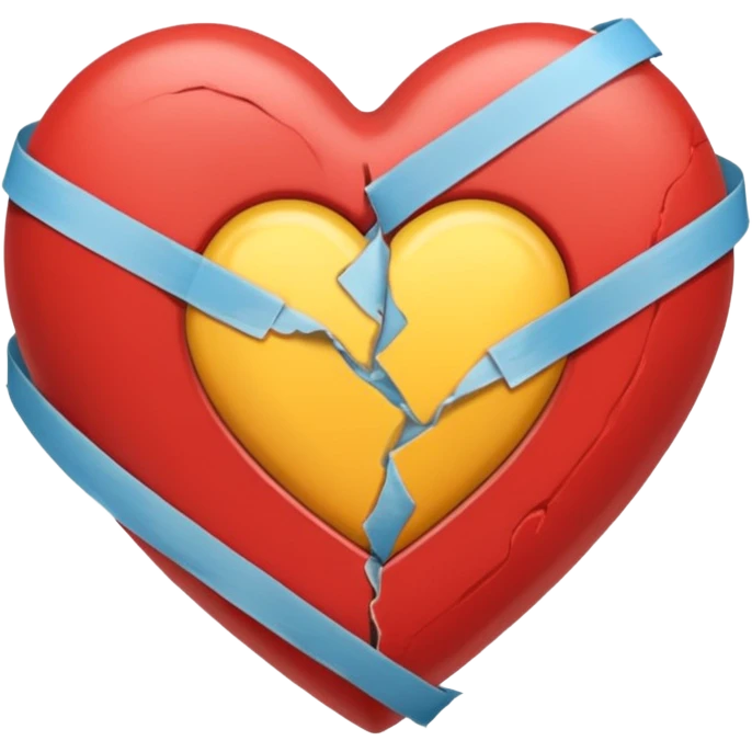 Heart held together by tape, tape snapping emoji