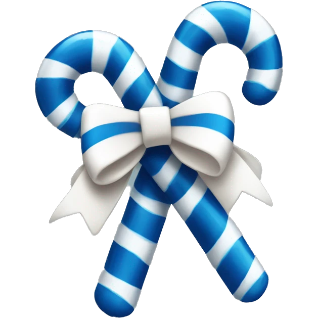 dark blue and white candy cane with white bow  emoji