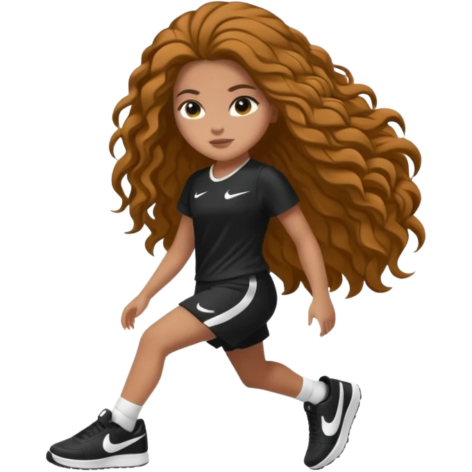 Faça uma menina parda de cabelo liso com uma faixa de cabelo da Nike e uma roupa da Nike branca emoji