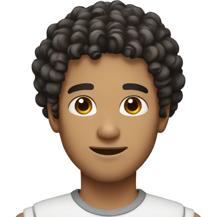 curly guy with dark hair emoji