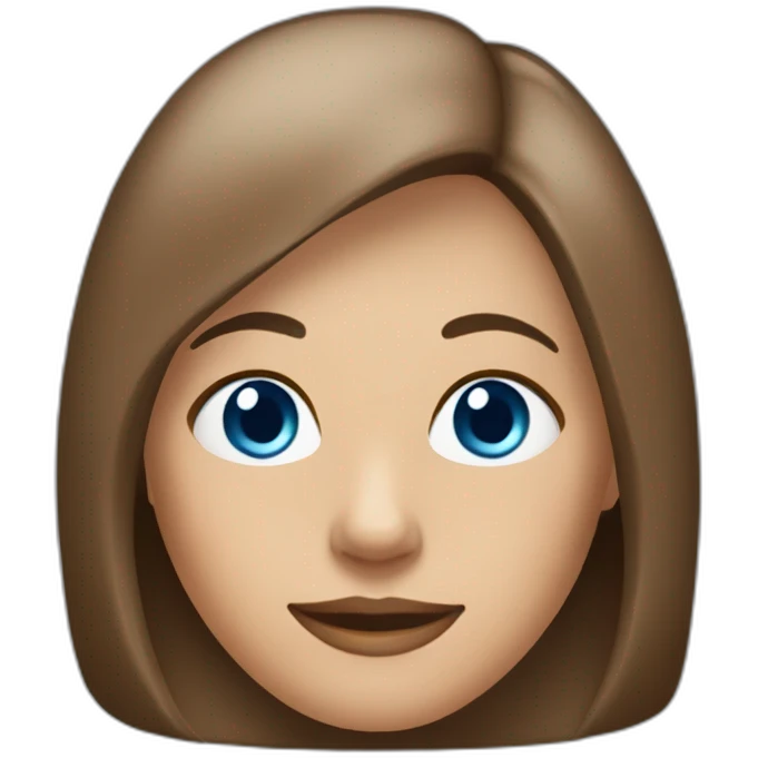 A 50-yo woman with a brownish Bob straight hairstyle with parting in the middle and blue eyes emoji