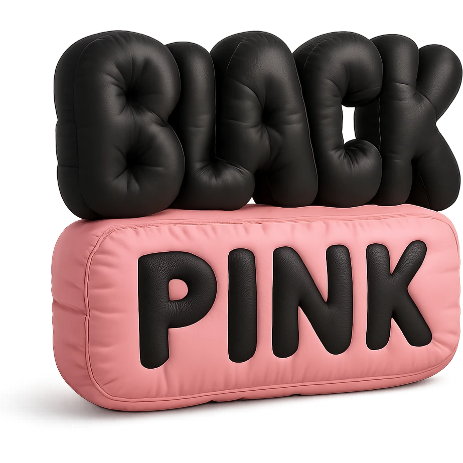 BLACKPINK-inspired object, black and pink colors, plush and cozy feel, cushion style emoji