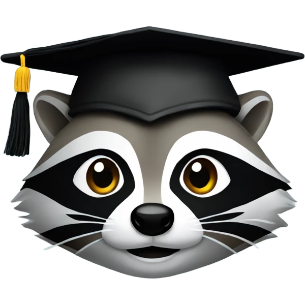 raccoon face with graduation hat emoji