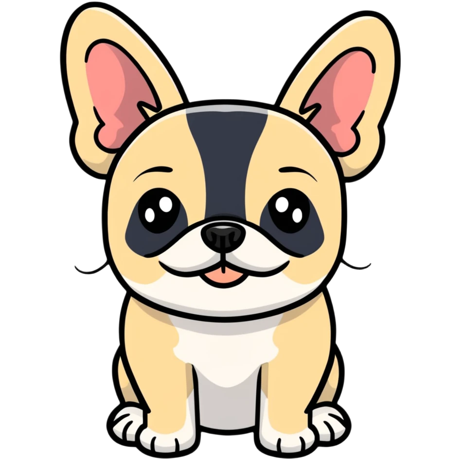cute french bulldog smiling emoji