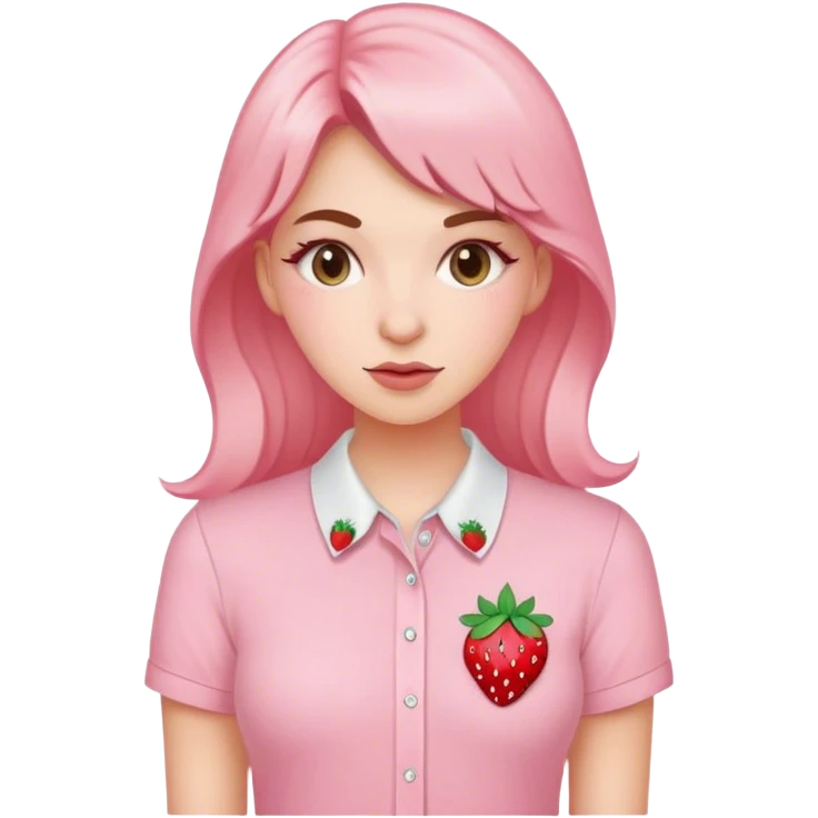 pastel pink women's shirt with a strawberry embroidered in the center emoji