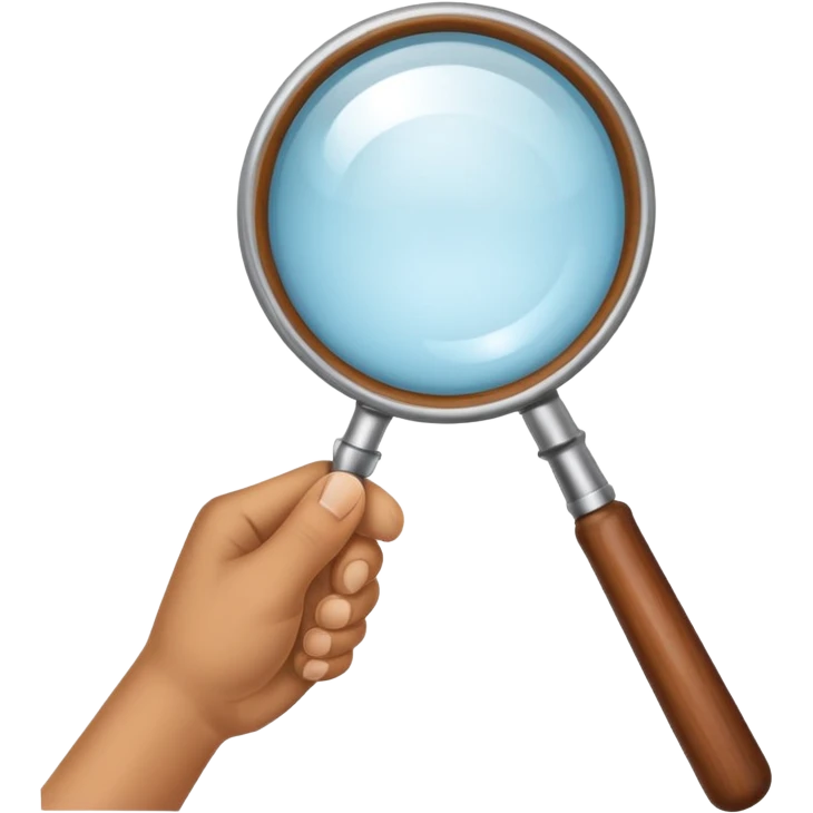 a hand holding a magnifying glass emoji