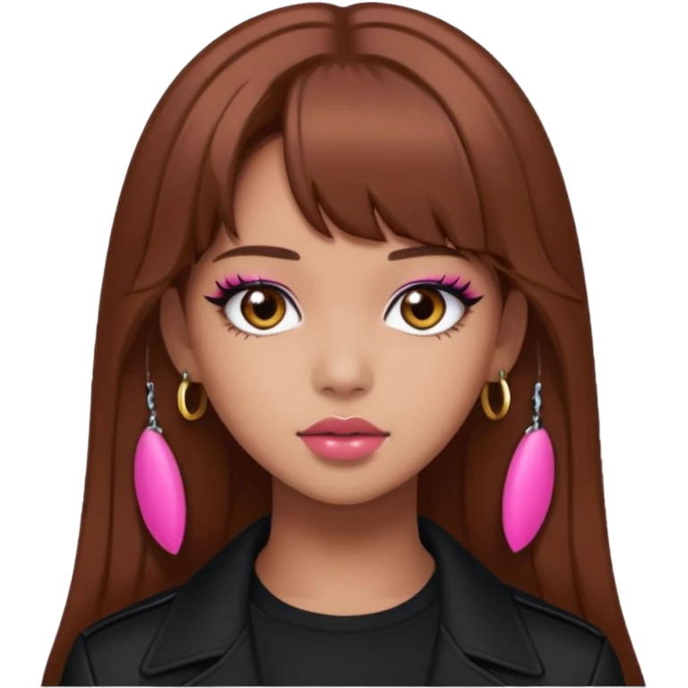 Lisa from BLACKPINK in brown hair with bold makeup emoji